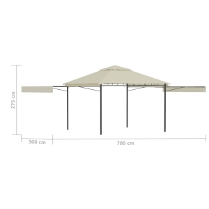 Pavilion cu acoperiș dublu extins, 3x3x2,75 m, crem, 180 g/m² - Img 9