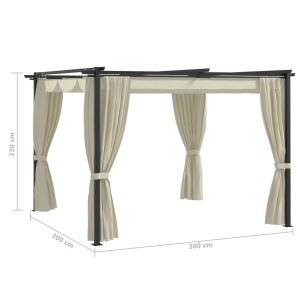 Pavilion cu draperii, crem, 3 x 3 m, oțel - Img 6