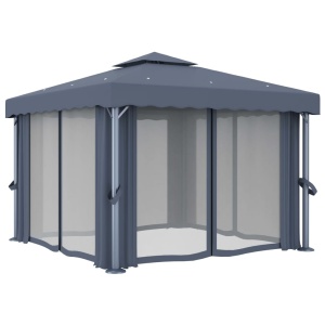 Pavilion cu perdea, antracit, 3 x 3 m, aluminiu - Img 3
