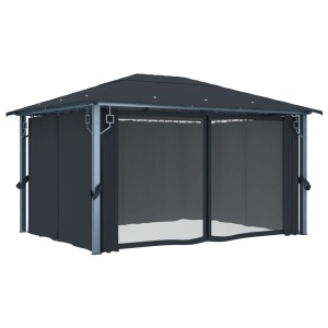 Pavilion cu perdele, antracit, 400 x 300 cm, aluminiu - Img 3