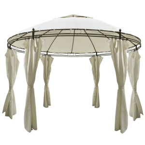 Pavilion cu perdele, crem, 3,5 x 2,7 m, rotund crem