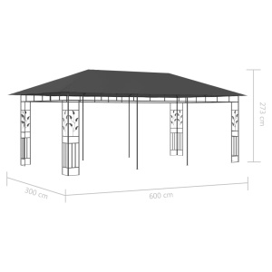 Pavilion cu plasă anti-țânțari, antracit, 6 x 3 x 2,73 m - Img 5