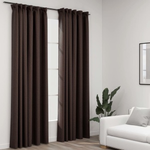 Perdele opace aspect pânză cârlige 2 buc. gri taupe 140x225 cm