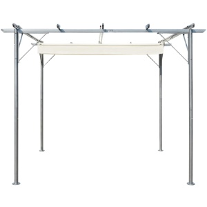 Pergolă cu acoperiș retractabil, alb crem, 3 x 3 m, oțel - Img 3