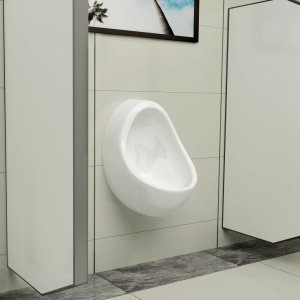 Pisoar de perete cu supapă pentru spălare, alb, ceramică - Img 3