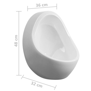 Pisoar de perete cu supapă pentru spălare, alb, ceramică - Img 9