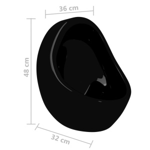 Pisoar de perete cu supapă pentru spălare, negru, ceramică - Img 6
