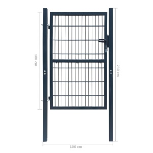 Poartă 2D pentru gard (simplă) 106 x 230 cm, gri antracit - Img 6