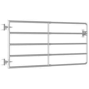 Poartă de câmp cu 5 bare, argintiu, (95-170) x 90 cm, oțel - Img 3