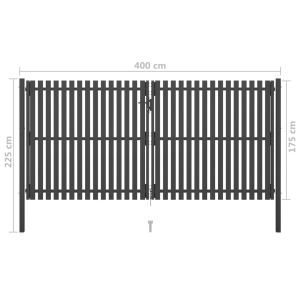 Poartă de gard grădină, antracit, 4 x 2,25 m, oțel - Img 5