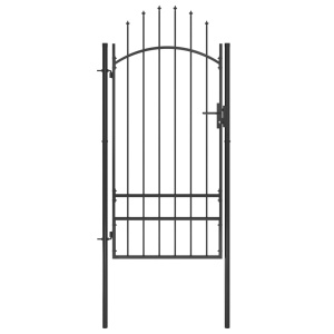 Poartă de grădină, negru, 1 x 2,5 m, oțel
