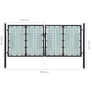 Poartă dublă neagră pentru gard 300 x 175 cm - Img 5