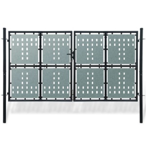 Poartă dublă neagră pentru gard 300 x 200 cm
