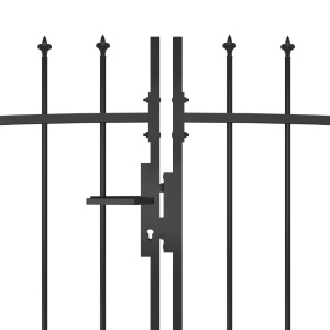 Poartă gard pentru grădină cu vârf suliță, negru 5 x 1,5 m - Img 3