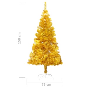 Pom de Crăciun artificial cu suport, auriu, 150 cm, PET - Img 5