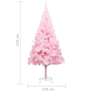 Pom de Crăciun artificial cu suport, roz, 210 cm, PVC - Img 5