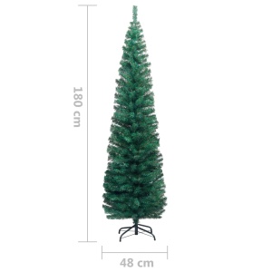 Pom de Crăciun artificial subțire cu suport verde 180 cm PVC - Img 5