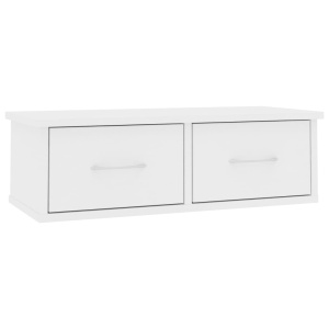 Raft de perete cu sertar, alb, 60x26x18,5 cm, PAL - Img 2