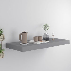 Raft de perete suspendat, gri, 60x23,5x3,8 cm, MDF
