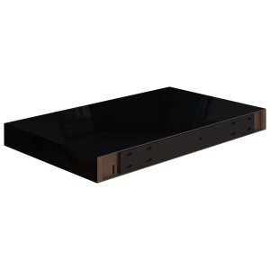 Raft de perete suspendat, negru extralucios, 40x23x3,8 cm, MDF - Img 5