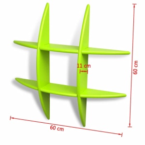 Raft suspendat de perete pentru cărți/DVD-uri, MDF, verde - Img 4