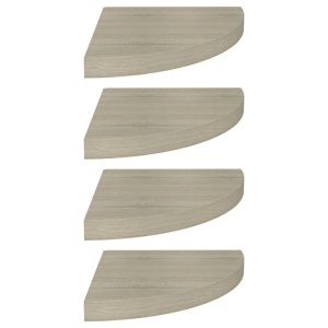Rafturi colț suspendate, 4 buc., stejar, 35x35x3,8 cm, MDF - Img 2