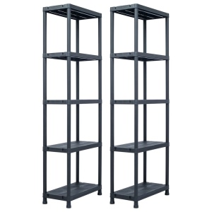 Rafturi de depozitare 2 buc. negru 60x30x180 cm plastic 125 kg