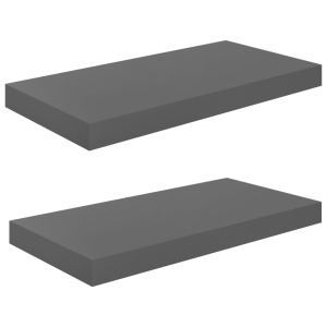 Rafturi de perete, 2 buc., gri extralucios, 50x23x3,8 cm, MDF - Img 2