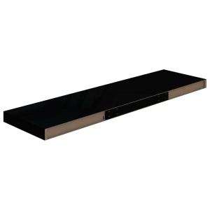 Rafturi de perete, 2 buc., negru extralucios 90x23,5x3,8 cm MDF - Img 6