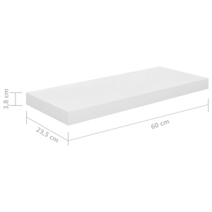 Rafturi de perete, 4 buc., alb extralucios, 60x23,5x3,8 cm, MDF - Img 9