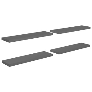 Rafturi de perete, 4 buc., gri extralucios, 90x23,5x3,8 cm, MDF - Img 2