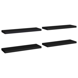 Rafturi de perete, 4 buc., negru, 80 x 23,5 x 3,8 cm, MDF - Img 2