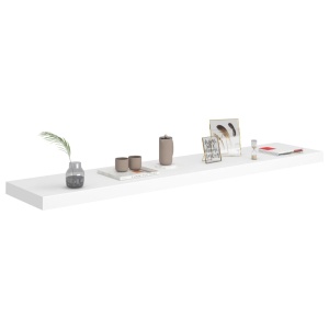 Rafturi de perete suspendate, 2 buc., alb, 120x23,5x3,8 cm, MDF - Img 3