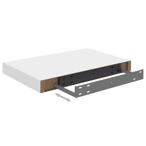 Rafturi de perete suspendate, 2 buc., alb, 40x23x3,8 cm, MDF - Img 6