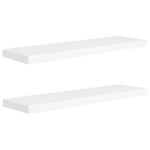 Rafturi de perete suspendate, 2 buc., alb, 90x23,5x3,8 cm, MDF - Img 2