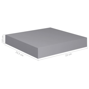 Rafturi de perete suspendate, 2 buc., gri, 23x23,5x3,8 cm, MDF - Img 9