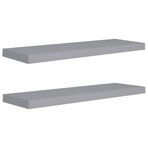 Rafturi de perete suspendate, 2 buc., gri, 80x23,5x3,8 cm, MDF - Img 2