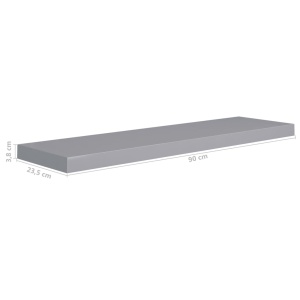 Rafturi de perete suspendate, 2 buc., gri, 90x23,5x3,8 cm, MDF - Img 9