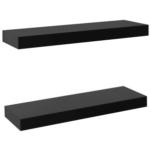 Rafturi de perete suspendate, 2 buc., negru, 40 x 20 x 3,8 cm - Img 2