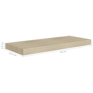 Rafturi de perete suspendate, 2 buc., stejar 60x23,5x3,8 cm MDF - Img 9