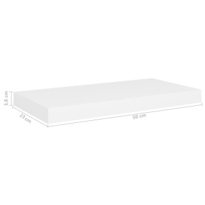 Rafturi de perete suspendate, 4 buc., alb, 50x23x3,8 cm, MDF - Img 9