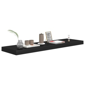 Rafturi de perete suspendate 4 buc., negru, 90x23,5x3,8 cm, MDF - Img 3