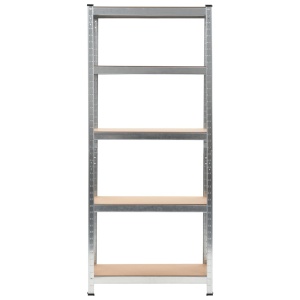 Rafturi depozitare, 3 buc., argintiu, 75x30x172cm, oțel & MDF - Img 3