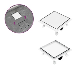 Rigolă de duș capac plat gresie 2-in-1 20x20 cm oțel inoxidabil