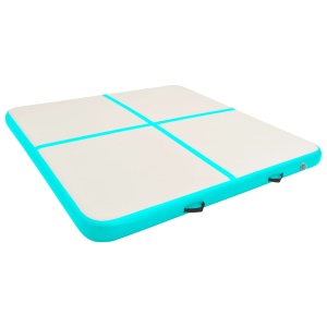 Saltea gimnastică gonflabilă cu pompă verde 200x200x10 cm PVC - Img 3