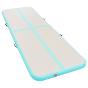 Saltea gimnastică gonflabilă cu pompă verde 300x100x10cm PVC - Img 3