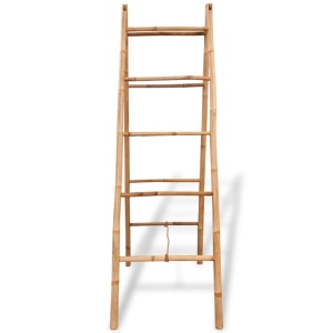 Scară dublă pentru prosoape cu 5 trepte din bambus 50 x 160 cm - Img 2