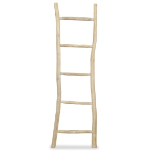 Scară prosoape cu 5 trepte, tec, 45 x 150 cm, natural