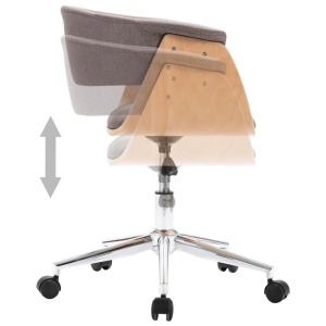 Scaun de birou pivotant, gri taupe, lemn curbat și textil - Img 5