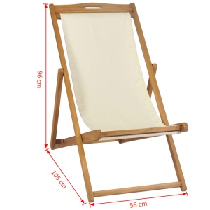 Scaun de exterior, crem, 56 x 105 x 96 cm, lemn de tec - Img 10